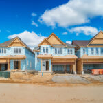 Houses under construction in a new residential district